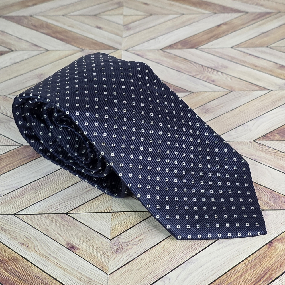 Faconnable Navy Blue Patterned Men's Tie 100% Silk Jacquard Made In Italy